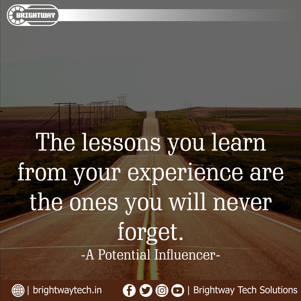 BritewayTech's tweet photo. The lessons you learn from your experience are the ones you will never forget.
-A Potential Influencer
Facebook : https://t.co/2v0ov4yI1T
Twitter : https://t.co/HMCkMES04n
Instagram : https://t.co/oTguTTtBJ0
YouTube : https://t.co/oTguTTtBJ0 https://t.co/J6xAhi0o3H