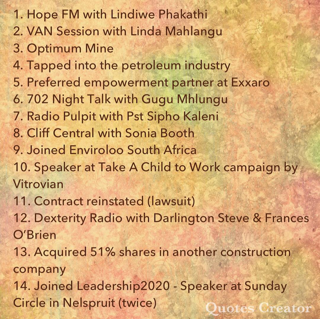 thuli_mashaba's tweet photo. To me 2018 was like a comrades marathon with minimal to zero water points; it was a year of endurance, a season for pruning & training, separating champs from chaff. However, Iโd like to thank God for these accomplishments, under opposing circumstances.
#TMBrand #TheDisruptor ๐๐ฝ https://t.co/GU2OmzrZ4v