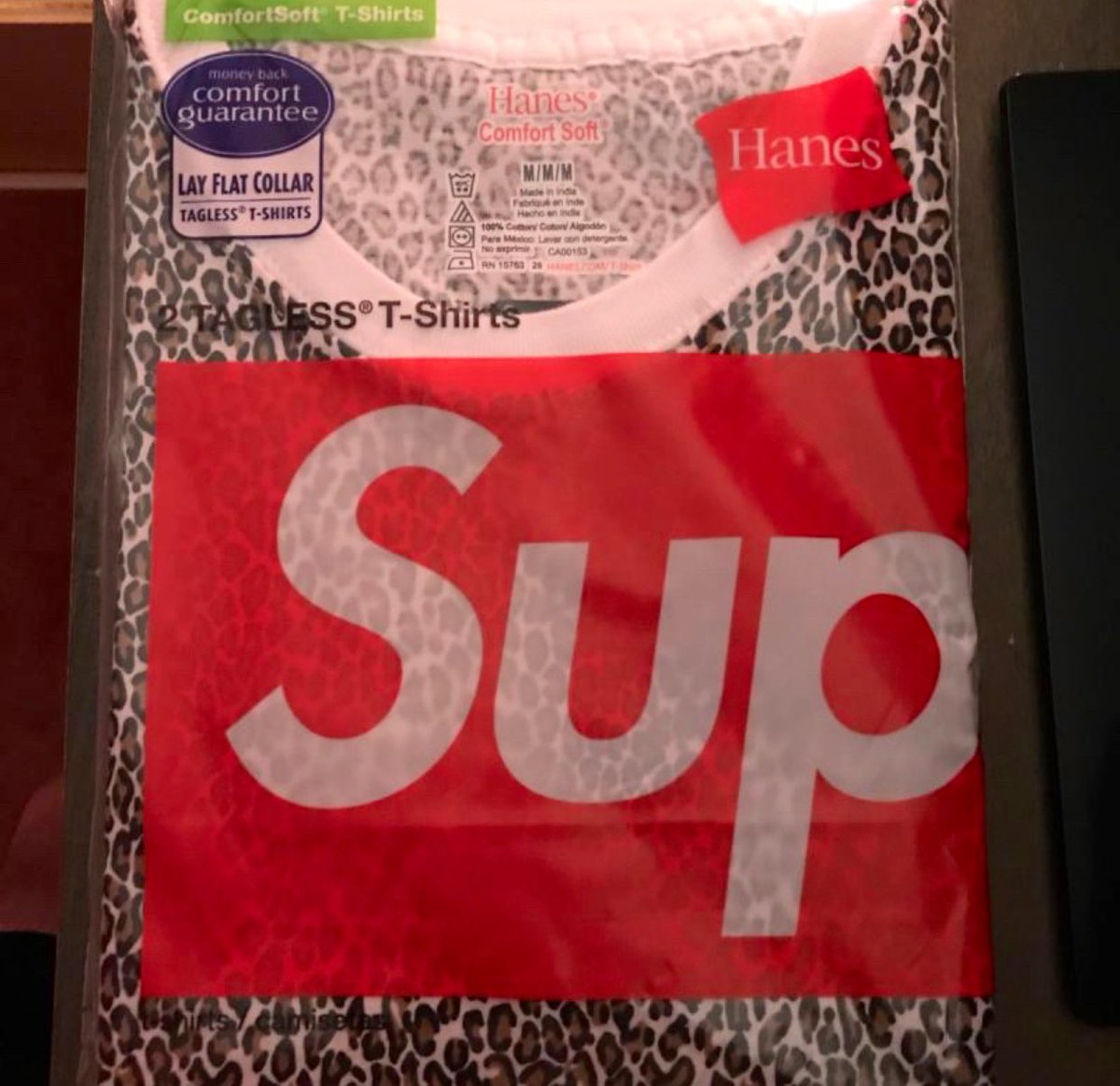 supreme hanes leopard tee