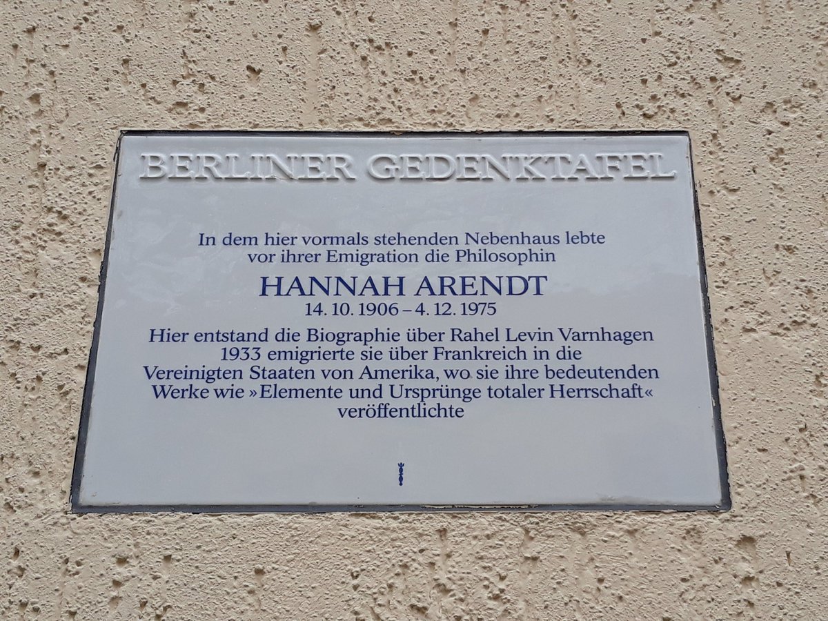 19a\\ Hannah Arendt lived in a destroyed adjacent house with her first husband, Günther Anders, in 1932/33. While living here, she finished her biography of the writer and salonnière Rahel Varnhagen. She used this flat to shelter political refugees. The picture shows her in 1933.