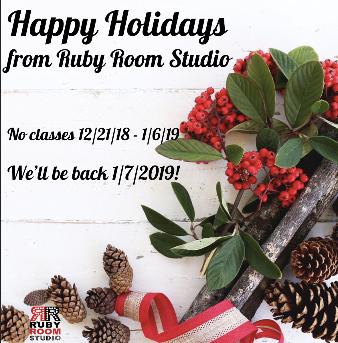 We are CLOSED for the holidays so there will be NO CLASSES but we'll be back In the New Year on Monday 1/7.  Have a safe and happy Christmas and New Year and don't forget to keep that body moving! 💃