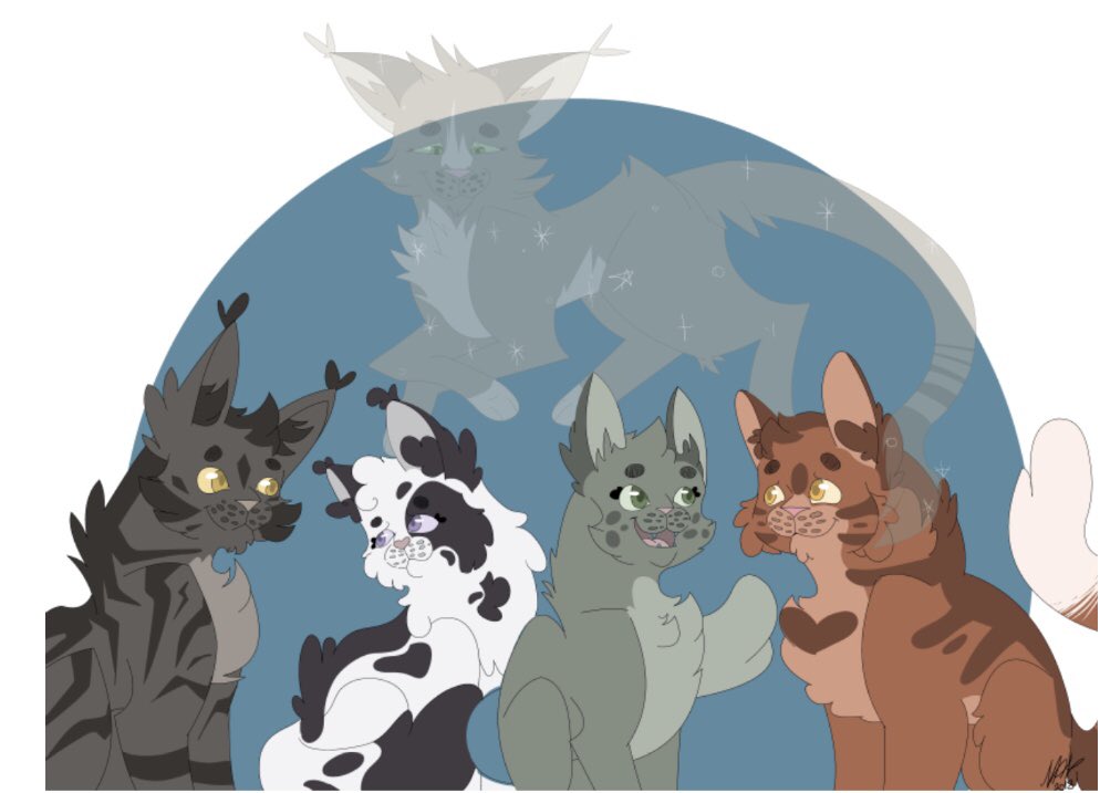 Rach_Sketches's tweet photo. A drawing of the Vision of Shadows family inspired by @TennelleFlowers #warriorcats #visionofshadows https://t.co/YMAO4dmqlu