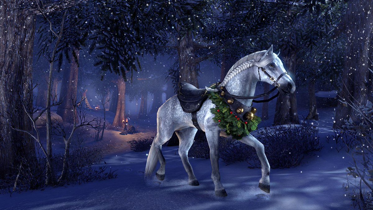 TESOnline's tweet photo. Did you miss your chance to get the Winter Garland Dapple Gray? Now is your chance! Reply to this tweet with your current mount of choice for a chance to win. 

#NewLifeCheer https://t.co/S7IRrNQq35