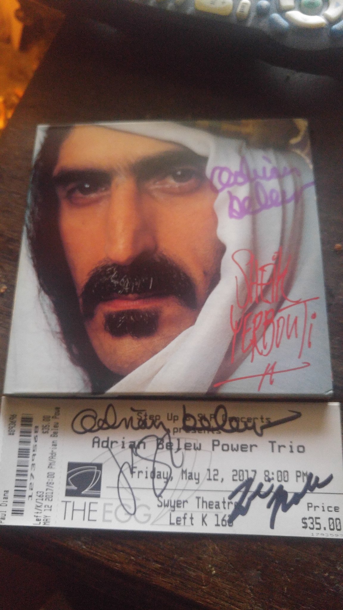  Happy Birthday Adrian Belew,thanks for signing my CD and Ticket 