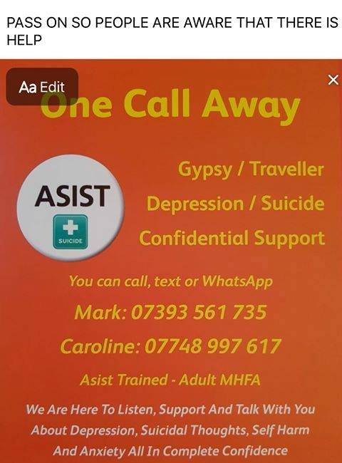 PenzanceHour's tweet photo. The Traveller Movement
Christmas can be difficult time for many people, but please remember help is available. 
 You can call Mark or Caroline if you want to talk to someone. #support #helpthischristmas #travellers #wdyt https://t.co/wj9w9RKMqD