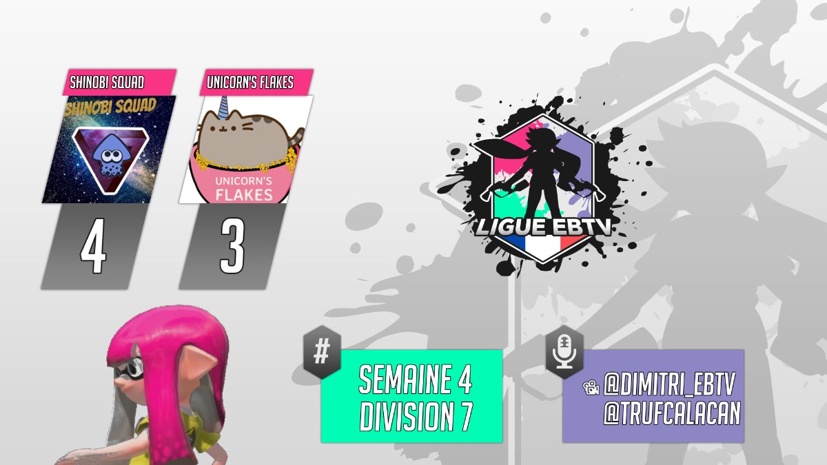 eSportBrosTV's tweet photo. 🏆 Ligue EBTV 🏆 #Splatoon2 #esport 

Deux grands matchs de Splatoon aujourd'hui en direct en division 2 et 7 ! 
Des duels, des rebondissements, de l'intensité ! 

Un grand bravo à tous les joueurs 👏👏👏
Merci pour le spectacle ! https://t.co/aS2l423lIP