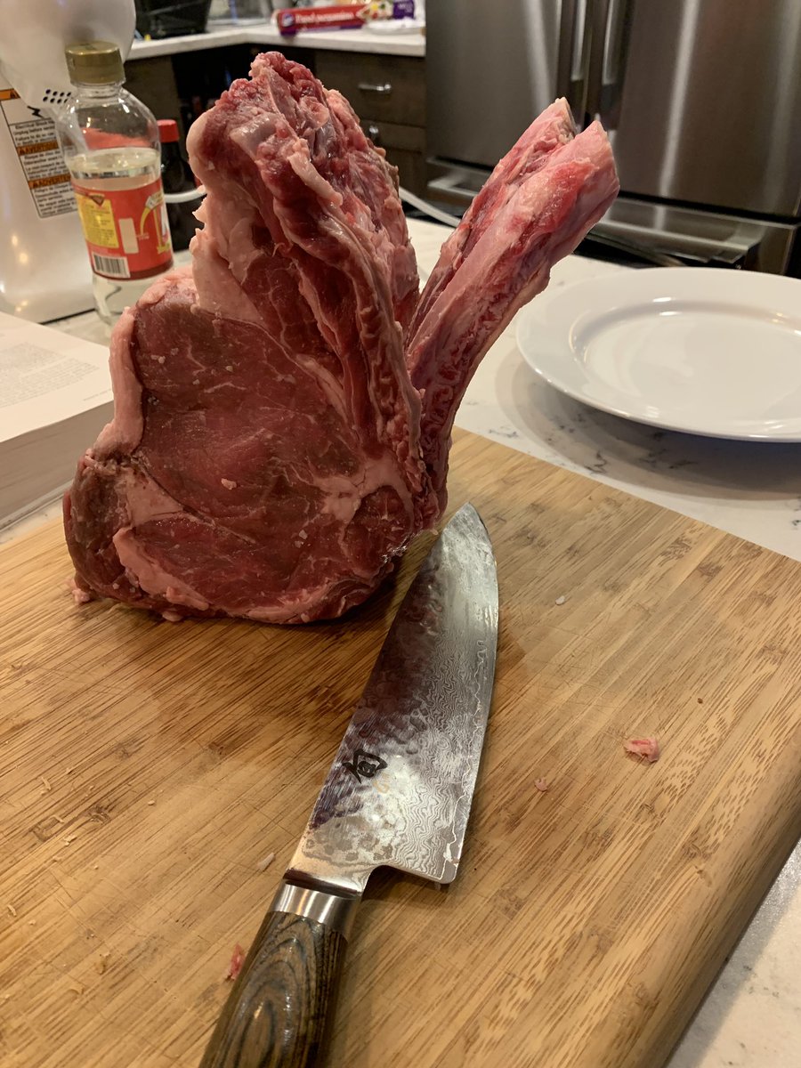 SteveS32's tweet photo. Step 1 of #ChristmasEveDinner prep is underway: cutting bones from rib roast. #PostElectionHobbies https://t.co/Cm3ua8Pse1