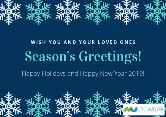NuWareCo's tweet photo. Wishing everyone a #HappyHoliday season from all of us at @NuWareCo! 2018 has been a splendid year for us and we are excited to enter 2019 - our #silverjubilee year. Follow us for more exciting updates https://t.co/o4ooQsXhvy https://t.co/Ii0xd54nHy