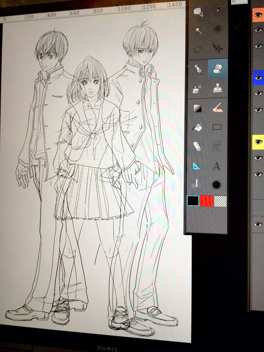 銀色 かな 新連載準備中 V Twitter パラレルリップスの キャラ頭身デザイン図を描いてます 全身をバランスよく描くの難しい 重なって見えないところも ちゃんと描きましょうと教わりました パラレルリップス 銀色かな 少女漫画