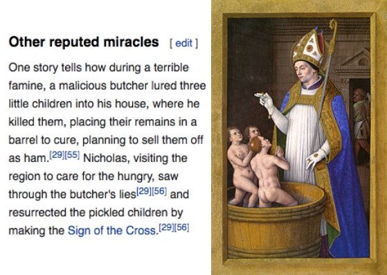 I feel that as a culture, we have overemphasized St. Nick's toy delivery service and underemphasized his brief career as a necromancer