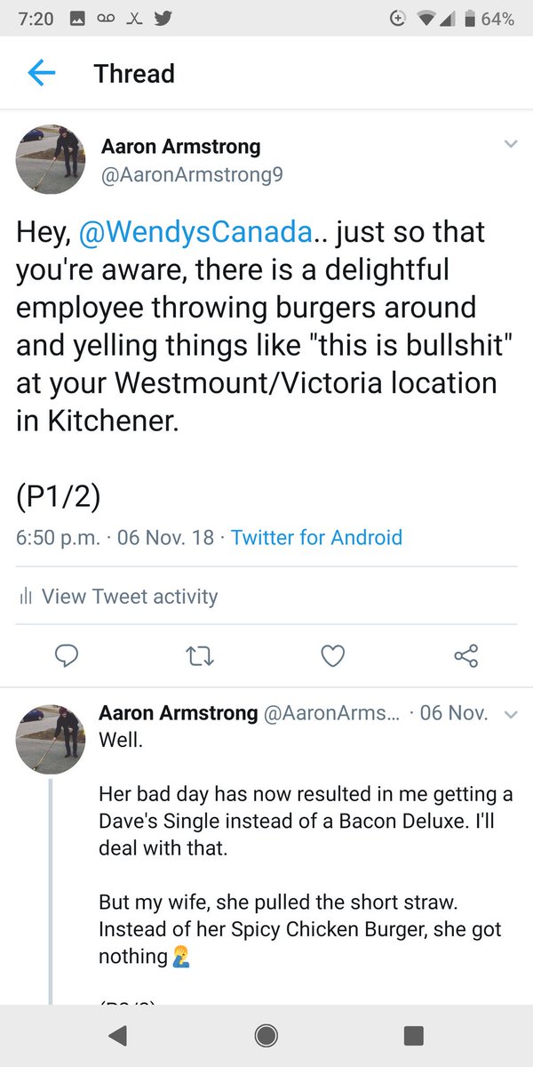 WasAarnArmstrng's tweet photo. Almost two months on.

No reply after asking me to DM them.

Might as well add to the list at this point.

Got a combo this evening from the same location (check your DM's😉)

I recieved my burger, my drink, my sour cream.. but not my baked potato🤔

Keep up the good work🤪 https://t.co/nUKfhfVmy3