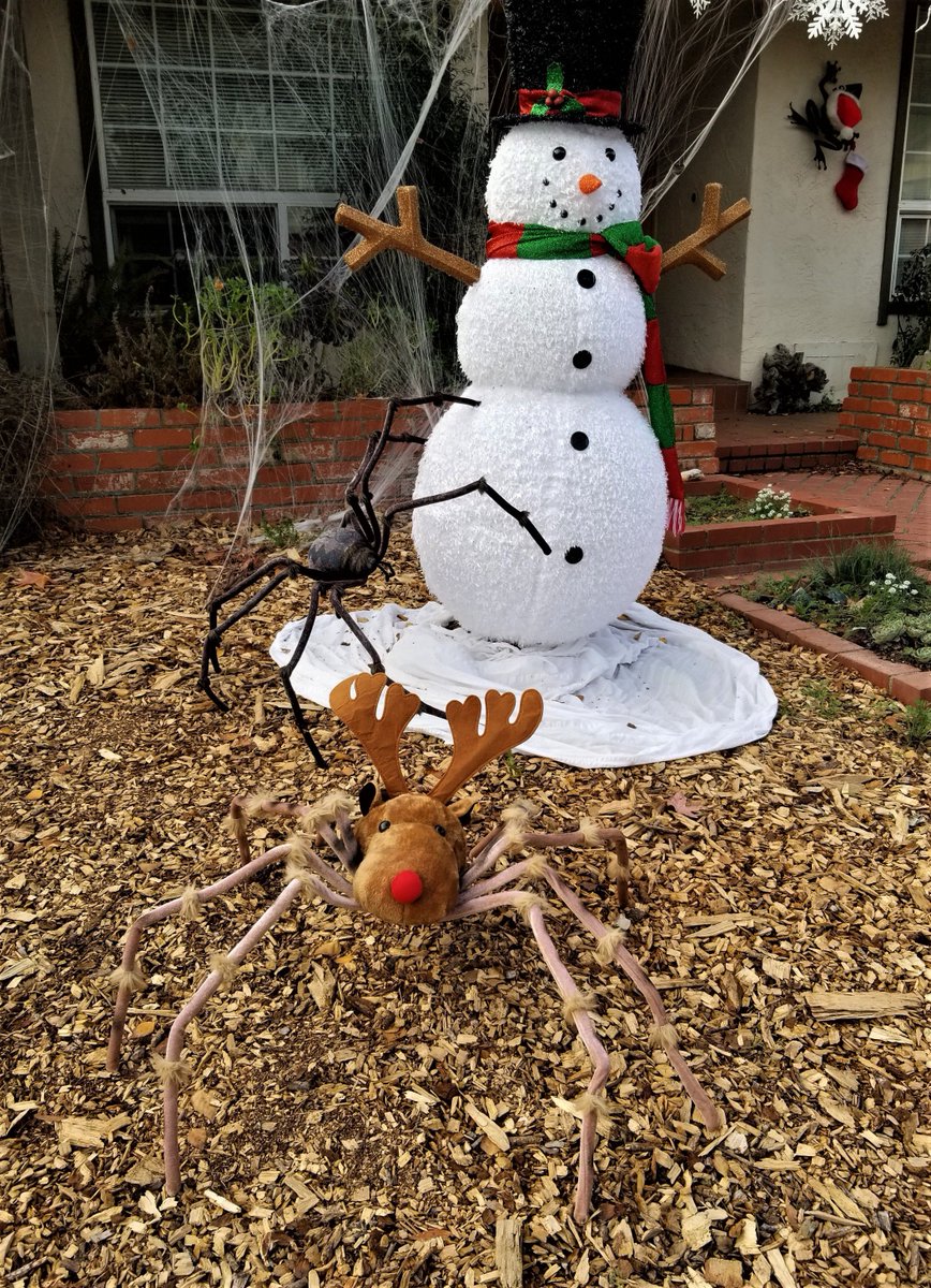 Santa Spider and Mrs Spider Claus are chillin' in the yard with their reinspider friend, Rudolph! 
#SantaSpider 
#SpiderChirstmas  #ArachnoChristmas
#ReinSpider  #ChristmasSpider  
#SpiderDecoration #SpiderDeco #HolidaySpider #HolidayDecoration #SpiderProp #GiantSpider