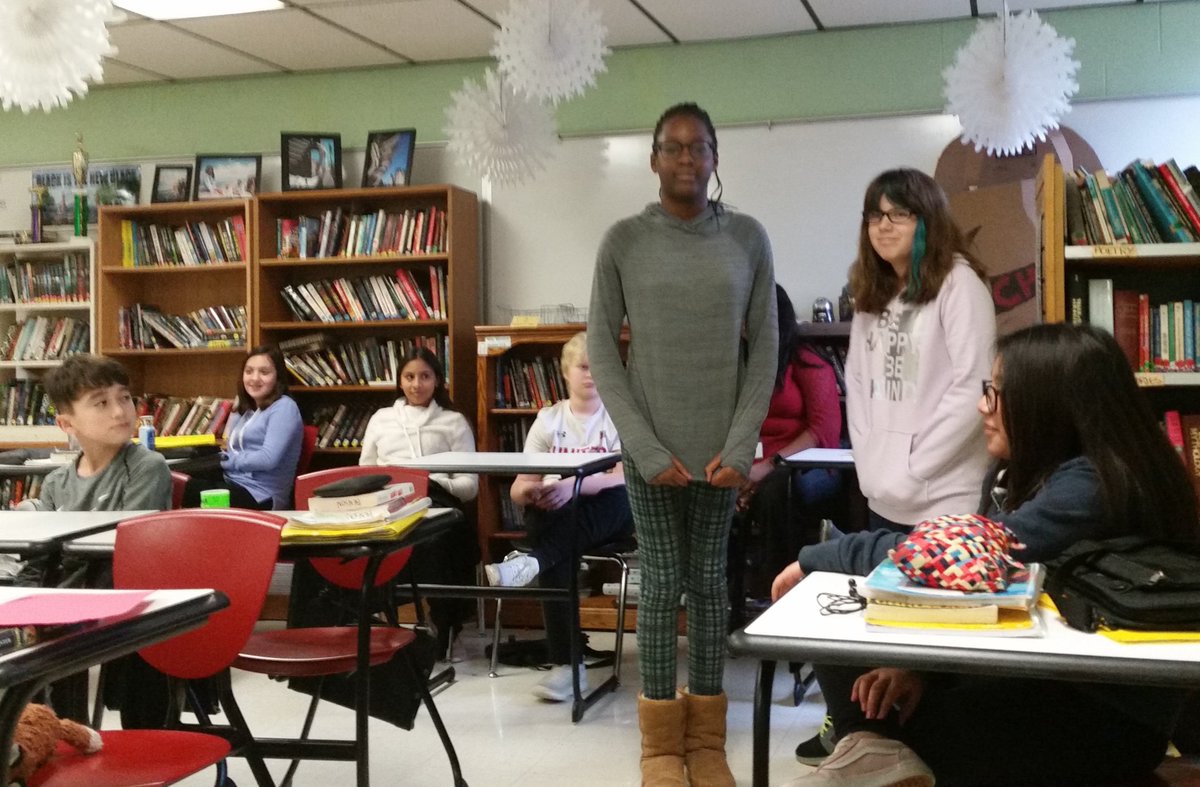 Miriam_Schuman's tweet photo. 6th-grade ELA students in Benson/Schuman's class entertained and educated each other by performing folktale skits on the last day of school before break @nwhuskies. #112Leads #LearningTheme #Fun https://t.co/odJWMuhs0k