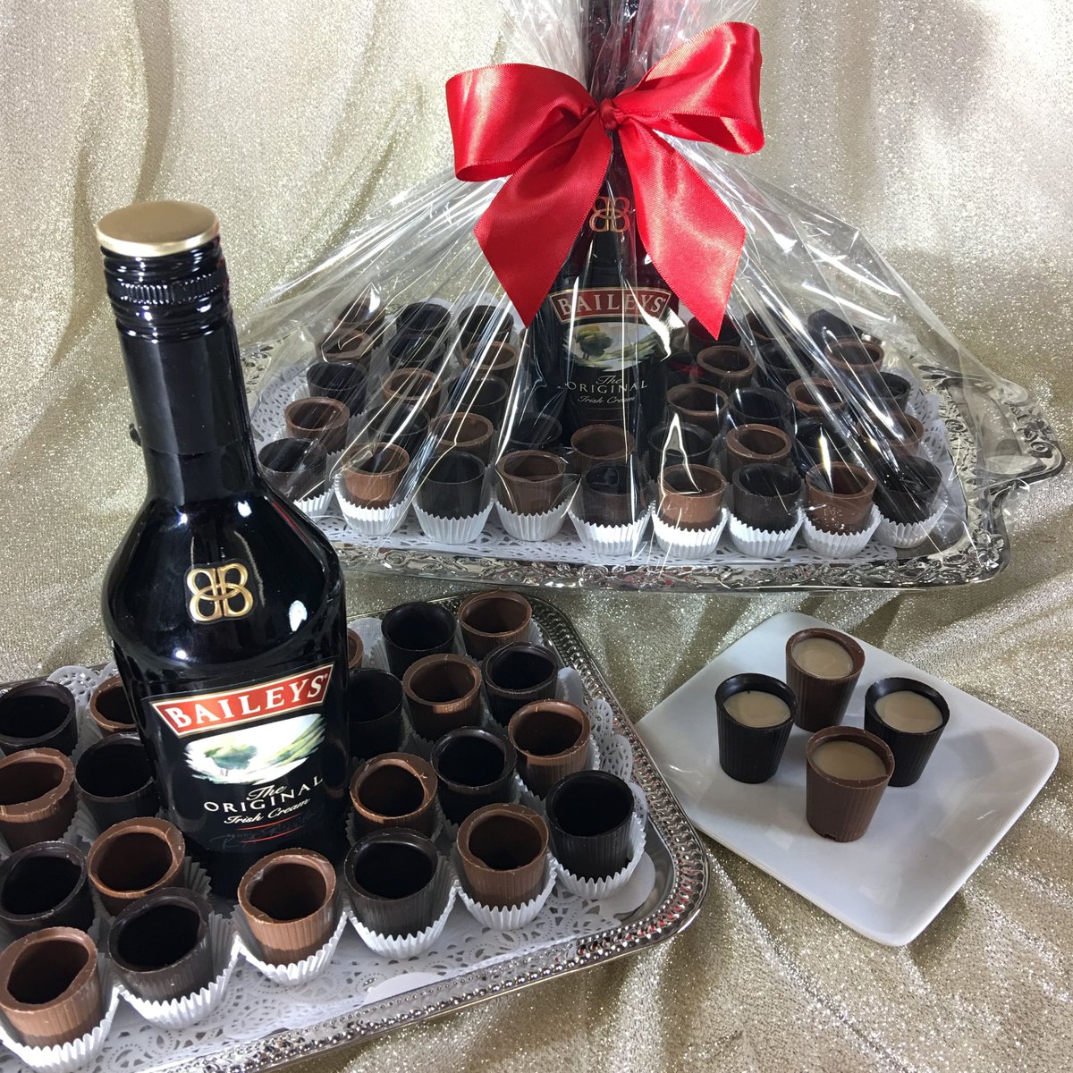 SweetDesignsOH's tweet photo. We are open Christmas Eve from 9-5...come pick up some chocolate liquor cups and Bailey's for your Christmas dinner toast!  We also have vegan cups with almond milk Bailey's. https://t.co/MvSuMjhI5C