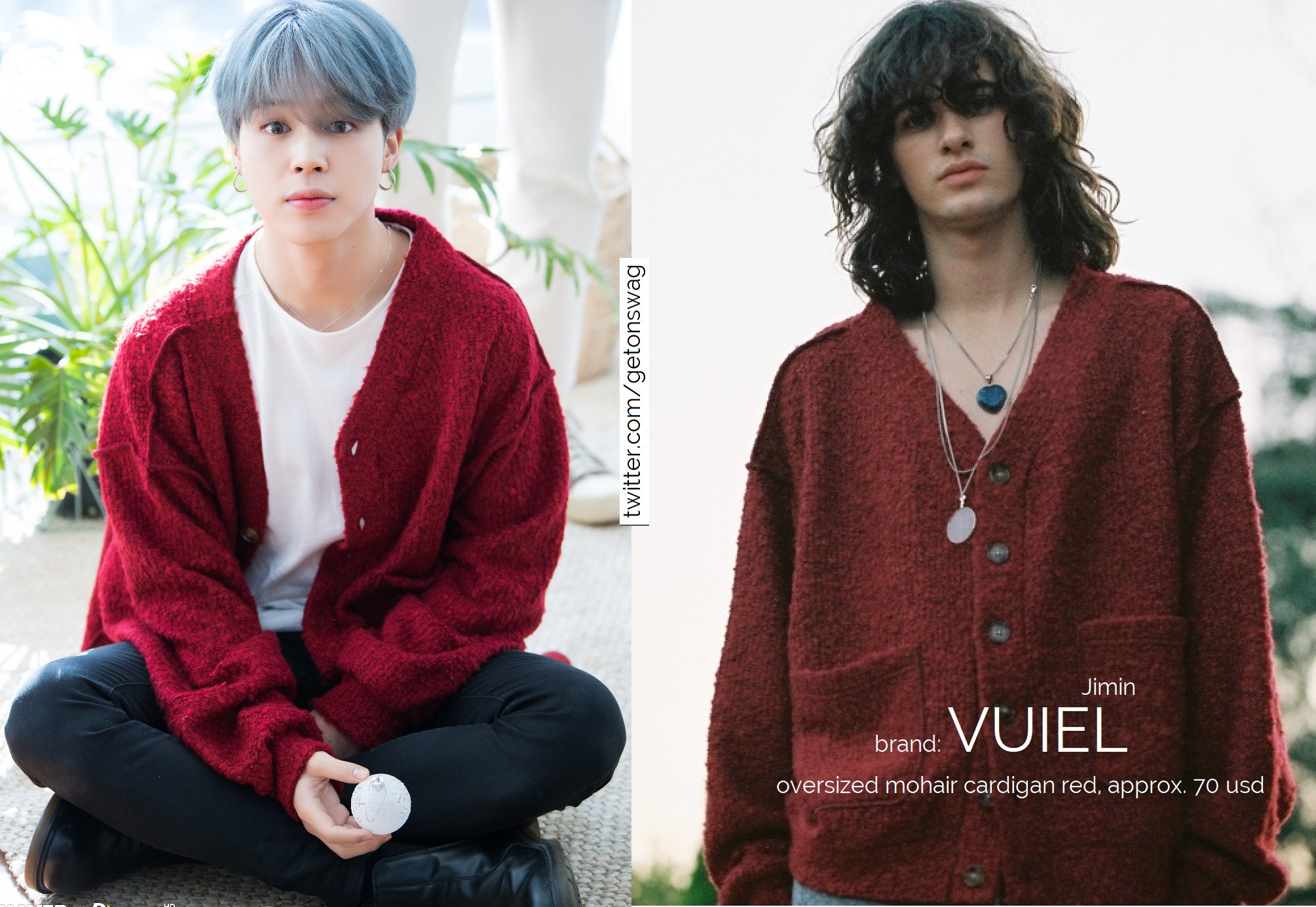 vuiel oversized mohair cardigan red