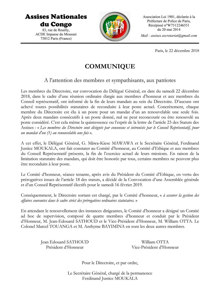 COMMUNIQUE

A l’attention des membres et sympathisants, aux patriotes