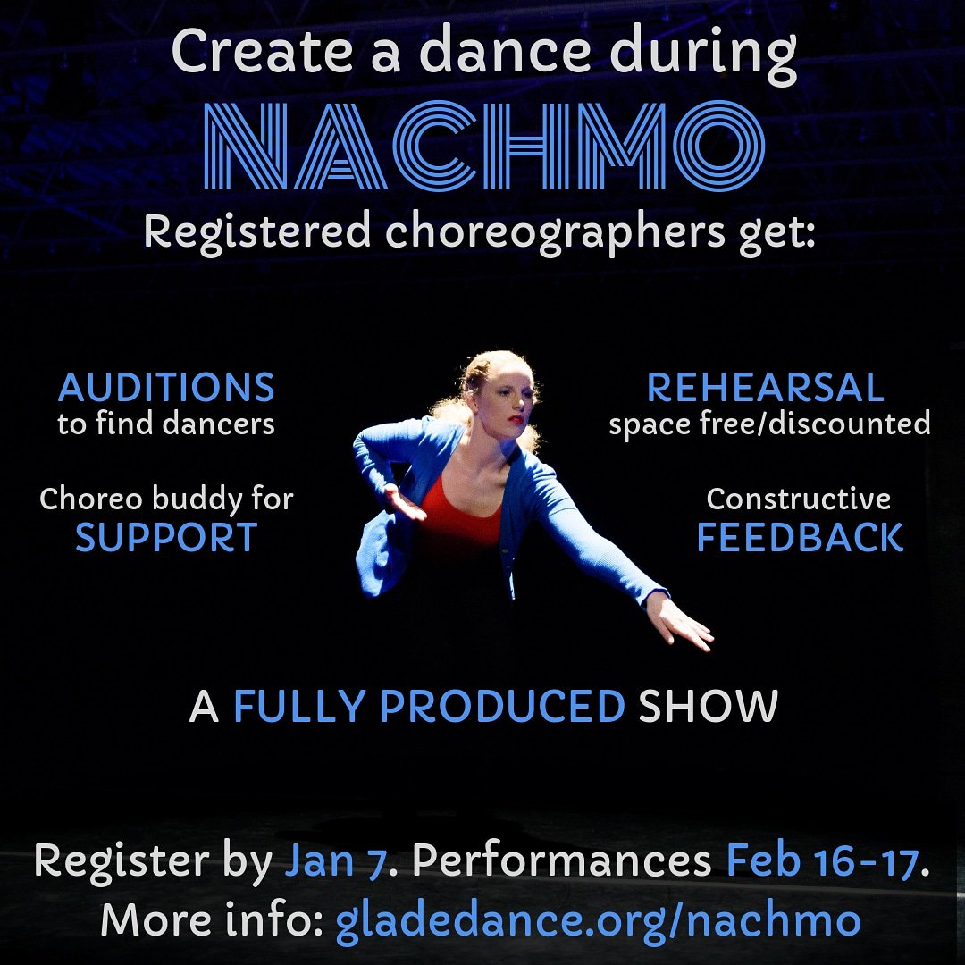 Want to create a dance? Register for NACHMO &amp; get benefits like rehearsal space, auditions, and a produced show! We welcome #ballet, #tap, #hiphop, #jazz, and #worlddance along with #moderndance.
Info: gladedance.org/nachmo
Photo by @robtng
#nachmo #dcdance #DMVdance #dcarts