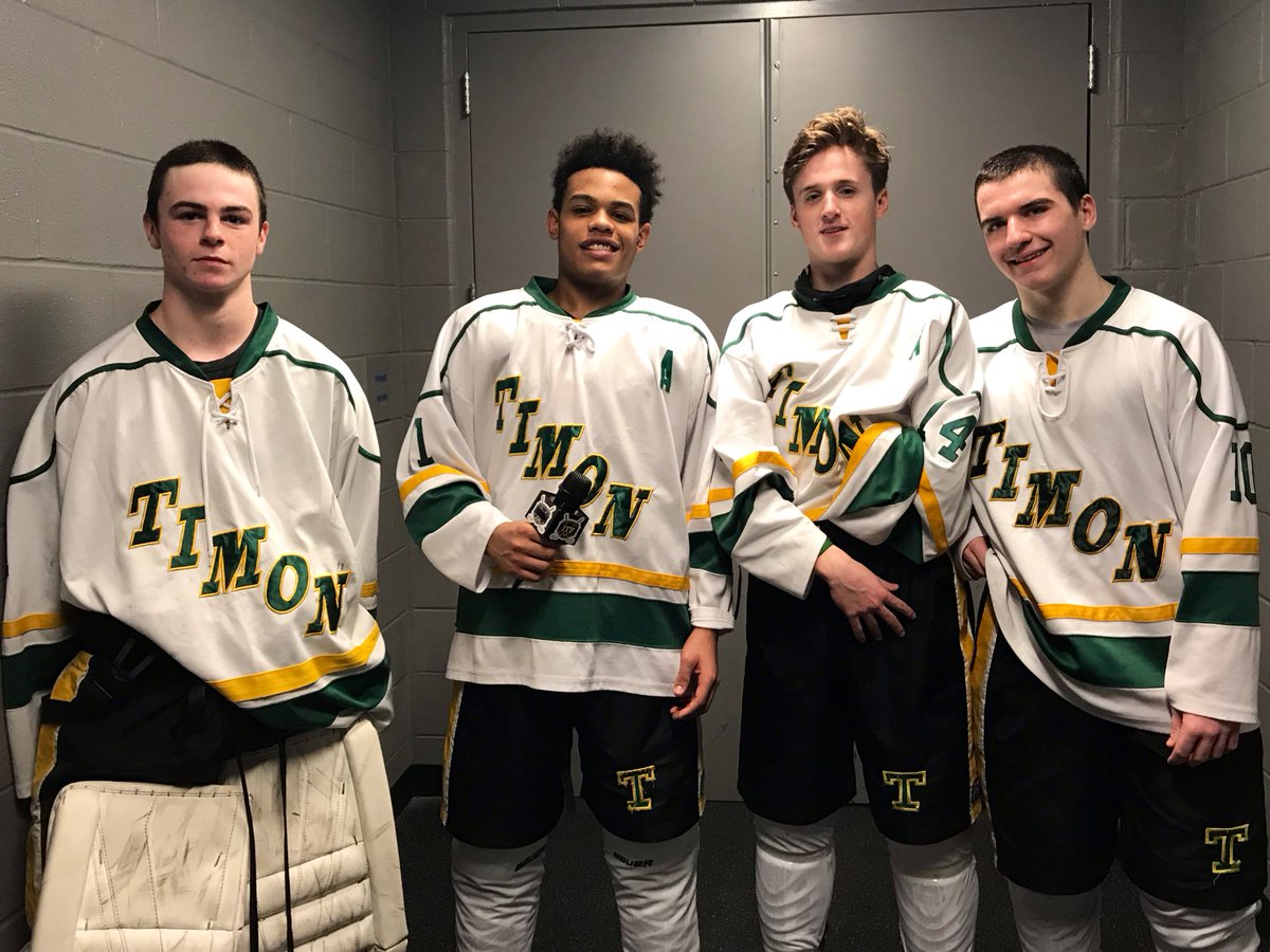 Timon won 3-2 today! That kid on the left had two assists ... and 27 saves.