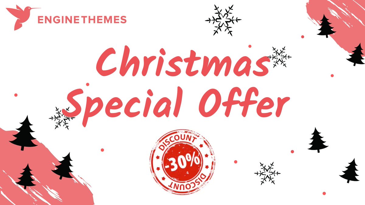 Christmas and New Year is on its way with lots of happiness for you. We also be here to make sure you can have the best deal for this holiday season with EngineThemes.
➡ bit.ly/ETXmas

#Christmas #NewYear #EngineThemes #Sale