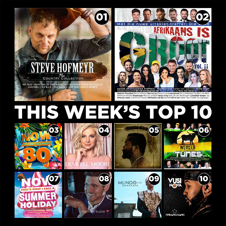 Check out this week’s top sellers in our Music Chart! Who do you think will top our chart next week? Let us know in the comments. 

<a href="/AfrIsGroot/">Afrikaans is Groot</a> <a href="/SonyMusicAfrica/">Sony Music Africa</a> @DavidGreshamRecords <a href="/VusiNova/">.</a> <a href="/MlindoRSA/">MlindoTheVocalist</a> <a href="/steve_hofmeyr/">Steve Hofmeyr</a> @DemiLeeMooreSA <a href="/IvanRouxSA/">Ivan Roux</a>