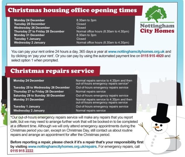 Nottinghamcityhomes On Twitter We Wish You All A Very Happy Christmas Here Are Our Opening Hours Over The Festive Period Https T Co Msps1z0u14