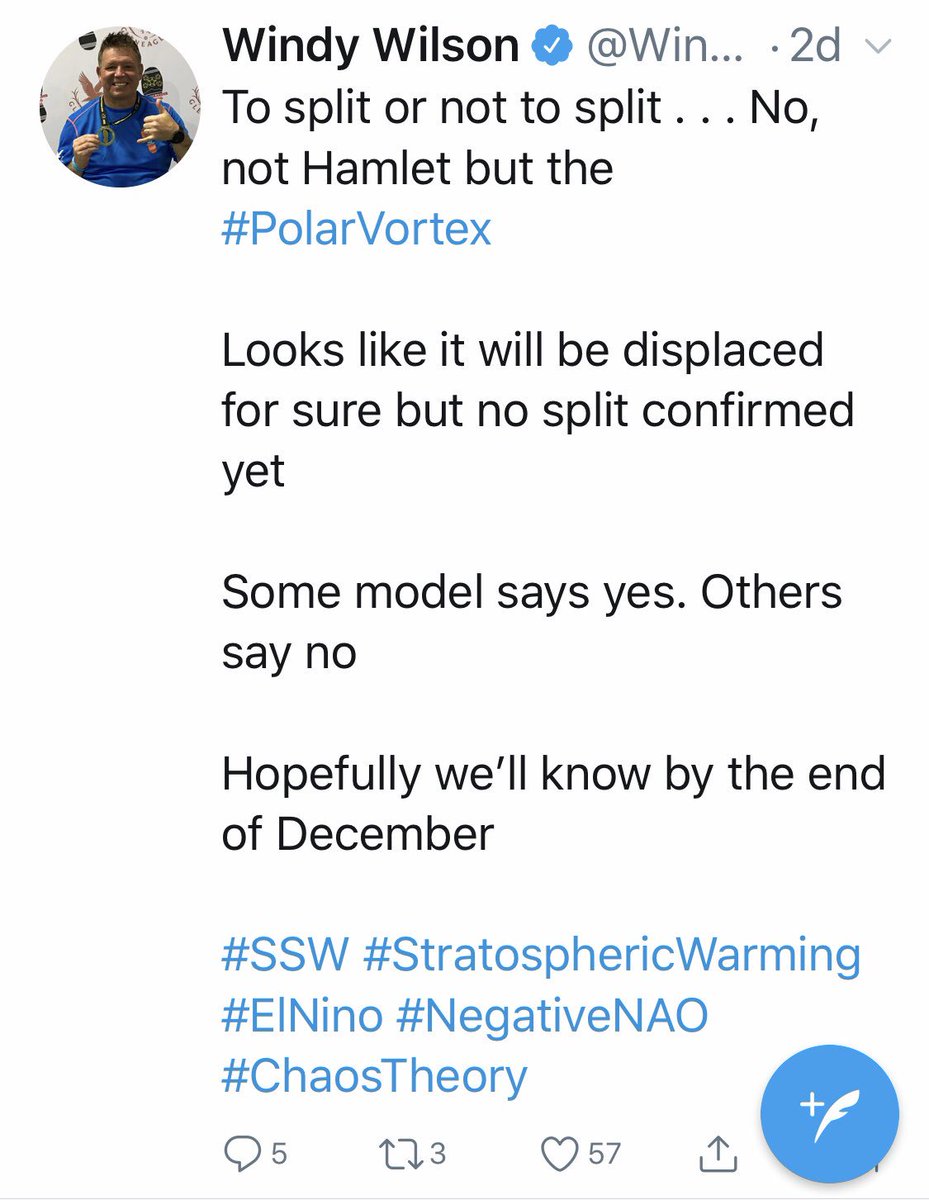 WindyWilson88's tweet image. As tweeted out 2 days ago . . . Still no split but we should know more by the weekend 

#PolarVortex #SSW #ColdSpell #Snow #Displacement #January #SuddenStratosphericWarming #ToSplitOrNotToSplit
