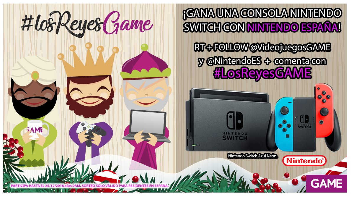 VideojuegosGAME's tweet photo. ¡Imagínate SWITCH te toca este REGALAZO! 😮
GANA una NINTENDO SWITCH con @NintendoES y #LosReyesGAME.

🔁 RT.
📝 Comenta con #LosReyesGAME.
🏃‍♂️ Follow @NintendoES y @VideojuegosGAME.
⏲ Participa hasta el 25/12/2018 a las 9AM.

+ Info:
https://t.co/ILpJssSwGU https://t.co/ues5sZYWwy