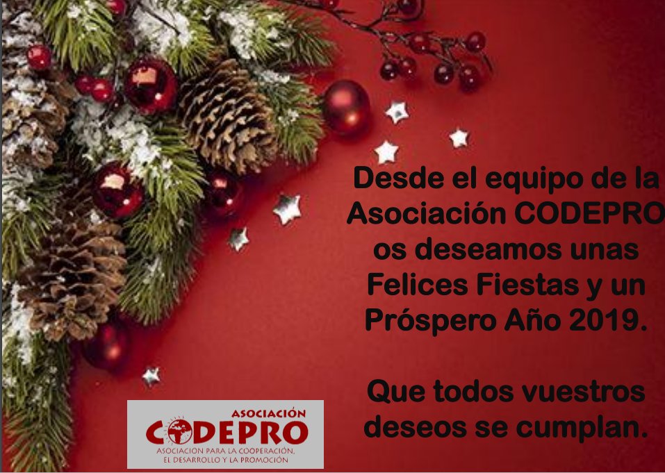 _codepro's tweet photo. Desde @_codepro os deseamos unas felices fiestas, que disfrutéis con vuestros seres queridos y que el 2019 venga cargado de sueños. ¡Feliz Navidad!❤️❤️❤️ https://t.co/g1KSO69wA5