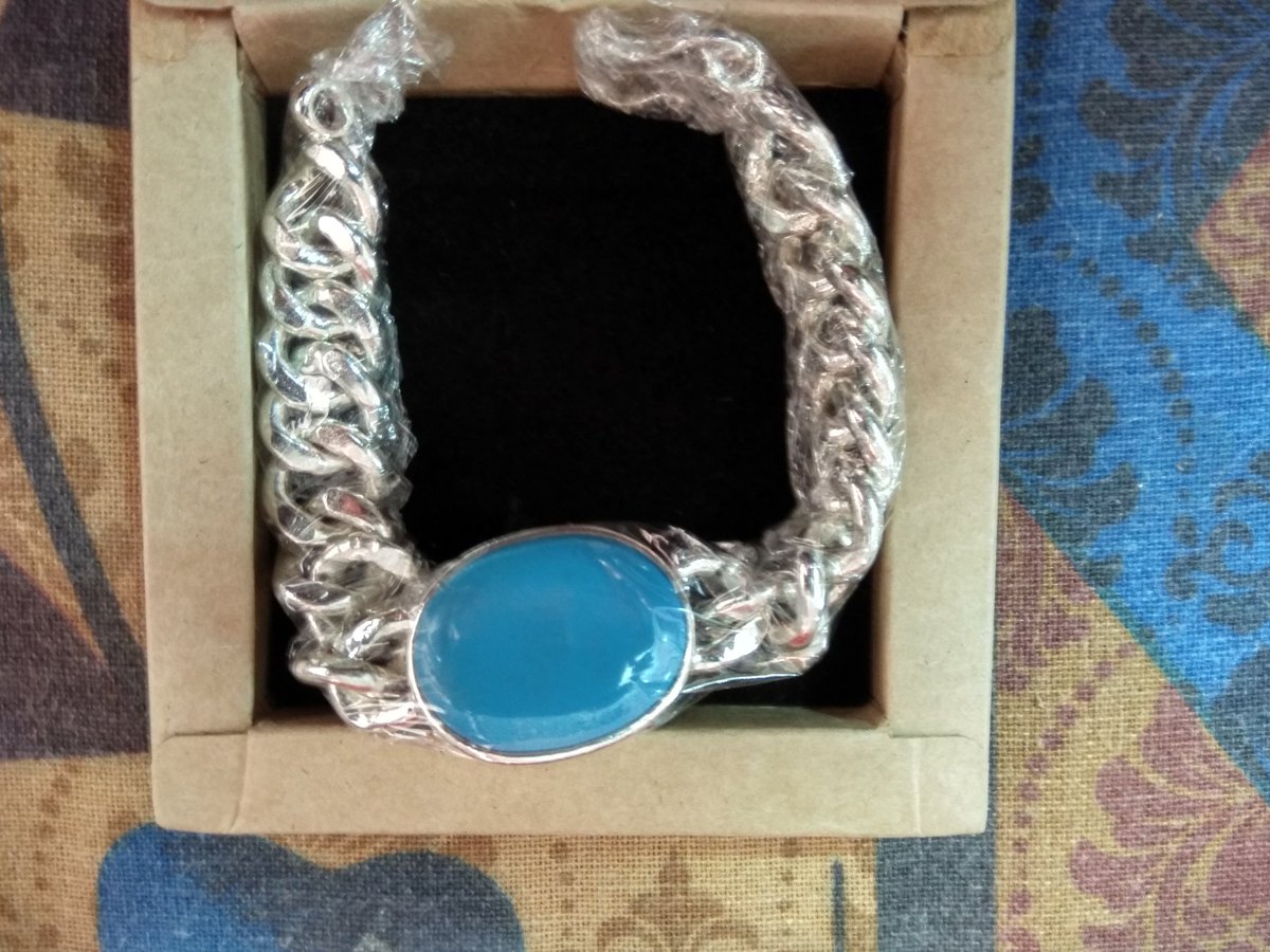 Silver Colour Blue Stone Salman Khan Style Bracelet for Mens n Boys