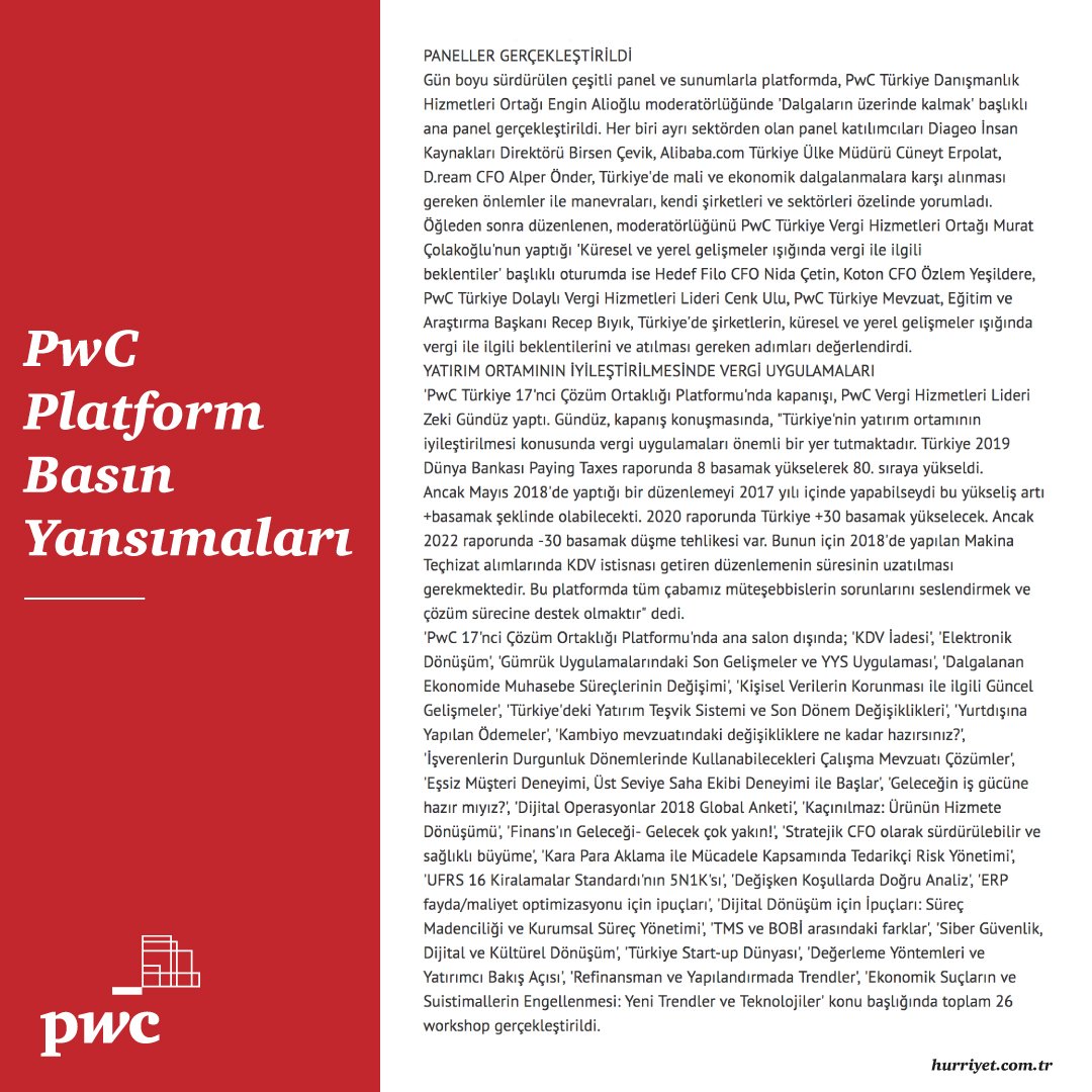 PwC_Turkiye's tweet image. PwC Platform Basın Yansımaları #PwCplatform