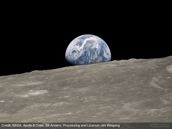 apod's tweet image. Earthrise 1: Historic Image Remastered: apod.nasa.gov/apod/ap181224.… by @NASA, Apollo 8 Crew, Bill Anders;sProcessing and License: Jim Weigang