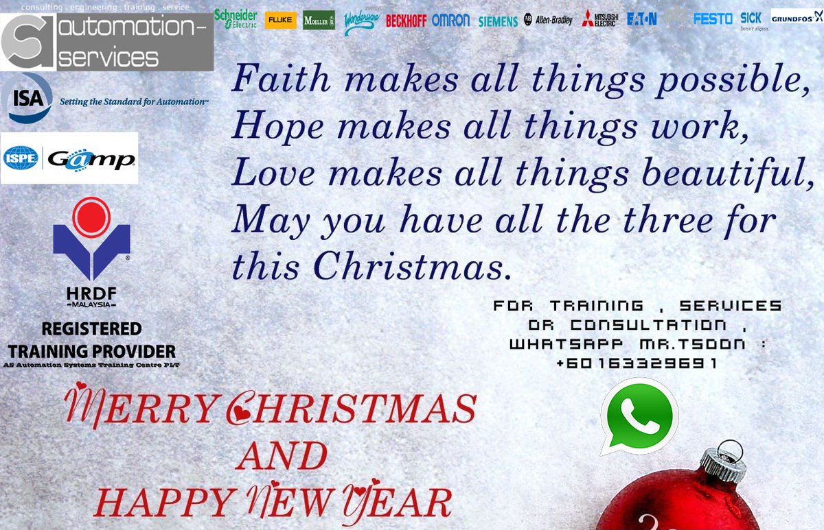 AutomationMy's tweet image. MERRY CHRISTMAS FROM ALL US @AutomationMy !

We wish you a merry christmas, We wish you a merry christmas, WE WISH YOU A MERRY CHRISTMAS, AND  a happy new yeeeear.... :)
#asautomationservices #plc #industrialautomation #christmas #newyear #industrialautomation #hrdf #Malaysian