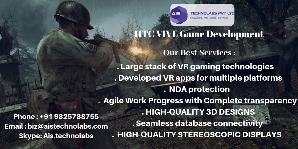 aistechnolabs's tweet image. HTC VIVE game development is one of the ways in which you can catch up with the latest trend in the field of gaming. .🎮🎰Tab To Hire : goo.gl/aRZYv5 👈👈 #gamedevelopment #vrgamedevelopment #vrgame