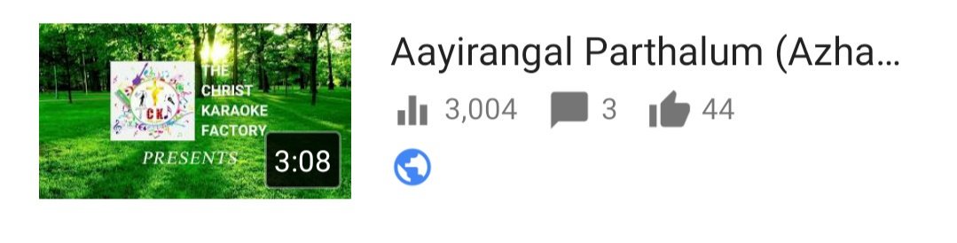 TCKF_Utube's tweet image. Reached #milestone #3kviews !!! For the Karaoke #AayirangalParthalum #Azhagae youtu.be/xFrHLvd879U via @YouTube #TCKF @TCKF_Utube #ThankYou Keep Supporting. Praise The Lord , AMEN!!!