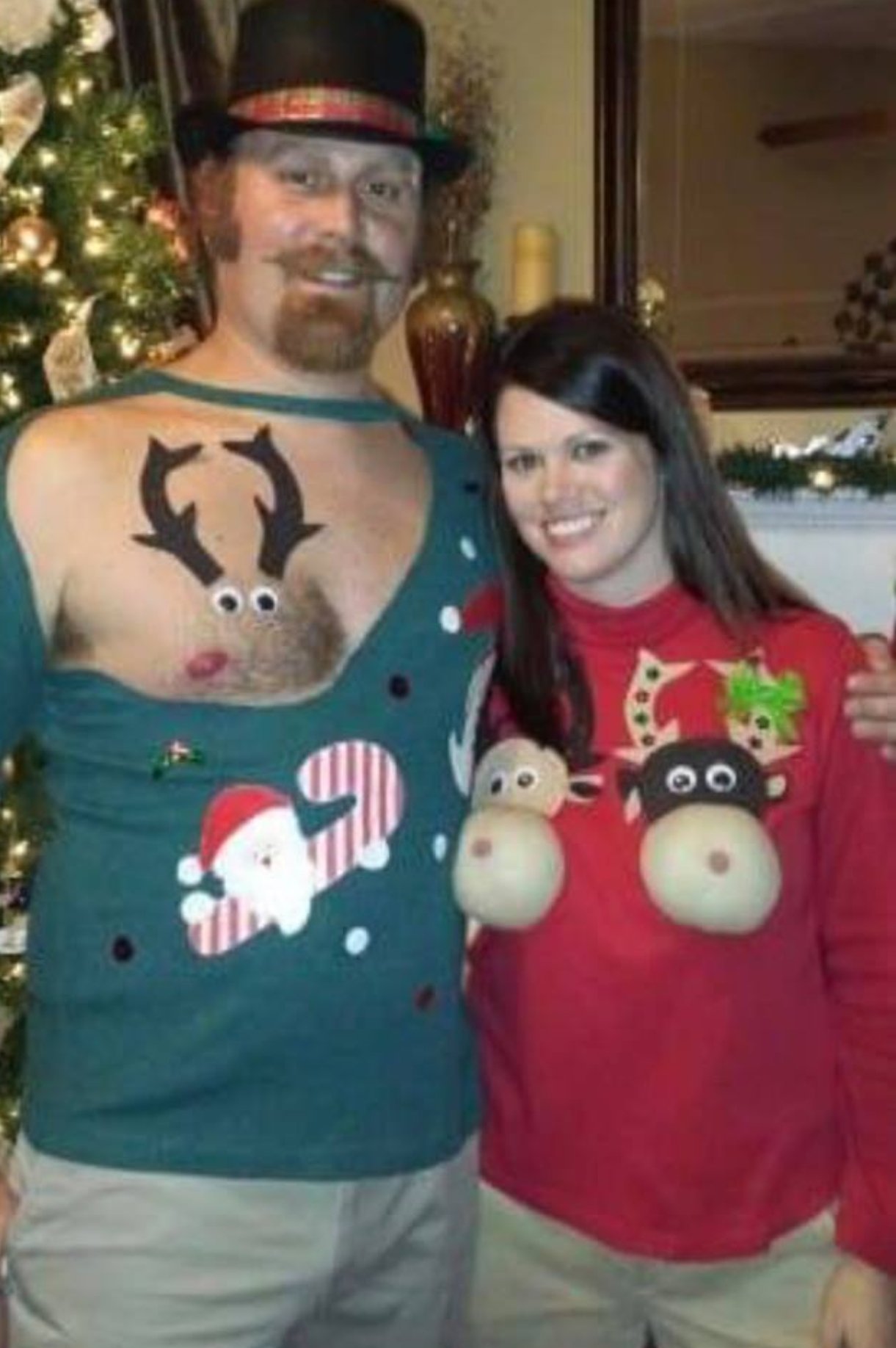 Rough Giraffe Podcast on X For those non believers here it is as mentioned in our latest episode. Ladies and Gentlemen I give you the REINDEER BOOB JUMPER Dress up your breast