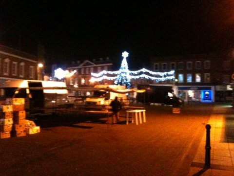 Early set up for Wisbech Christmas Eve market