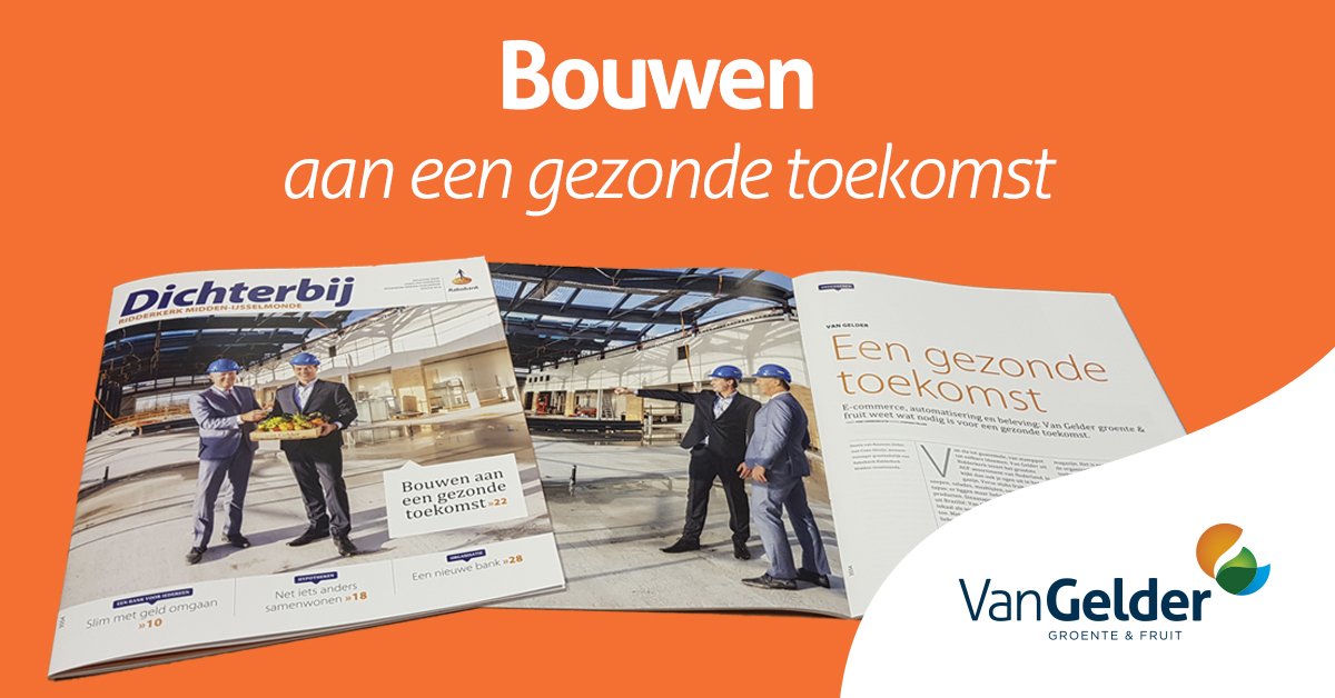 VanGelderNL's tweet photo. Ligt de nieuwste editie 'Dichterbij' van @Rabobank Ridderkerk Midden-IJsselmonde al bij jou op de mat? Blader dan vooral even door naar pagina 22. In een uitgebreid artikel vertelt onze bedrijfsmanager @dvankouwen hoe wij bouwen aan een gezonde toekomst. https://t.co/DsBlZaIiwC