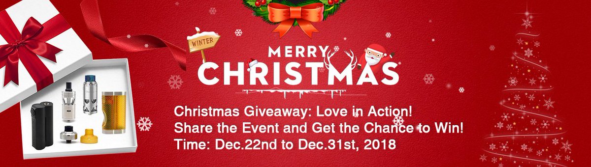 Christmas Give Away: Love in Action
#giveaway #christmas 
2fdeal.com/art/giveaway.h…
1. Authentic Squids Double Barrel V3 Mod
2. Vapefly Brunhilde RTA 25MM
3.  ULTON Hellfire Cobra Squonk Mod
4. ULTON SQN Enduro RTA
5. ULTON Knight Lowrider RDA
5% OFF Christmas Coupon Code: XMAS