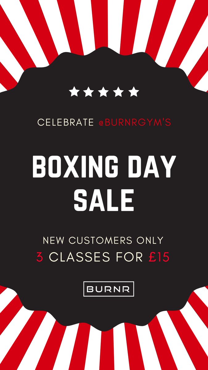 🚨BOXING DAY SALE🚨
Too many festive treats? Time to BURN them off with a good sweat and some healthy calories🥤 Work it off with our Boxing Day #SALE - 40% Off Offer #FeelTheburnr burnrgym.co.uk
