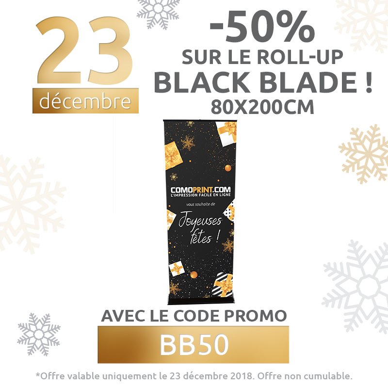 COMOPRINT's tweet image. Le 23 décembre profitez de 50% sur le Roll-up Black Blade avec le code BB50 ! 
.
.
.
#rollup #blackblade #blade #black #offre #promotion #reduction #remise #avent #calendrier #noel #christmas #gift #cadeau