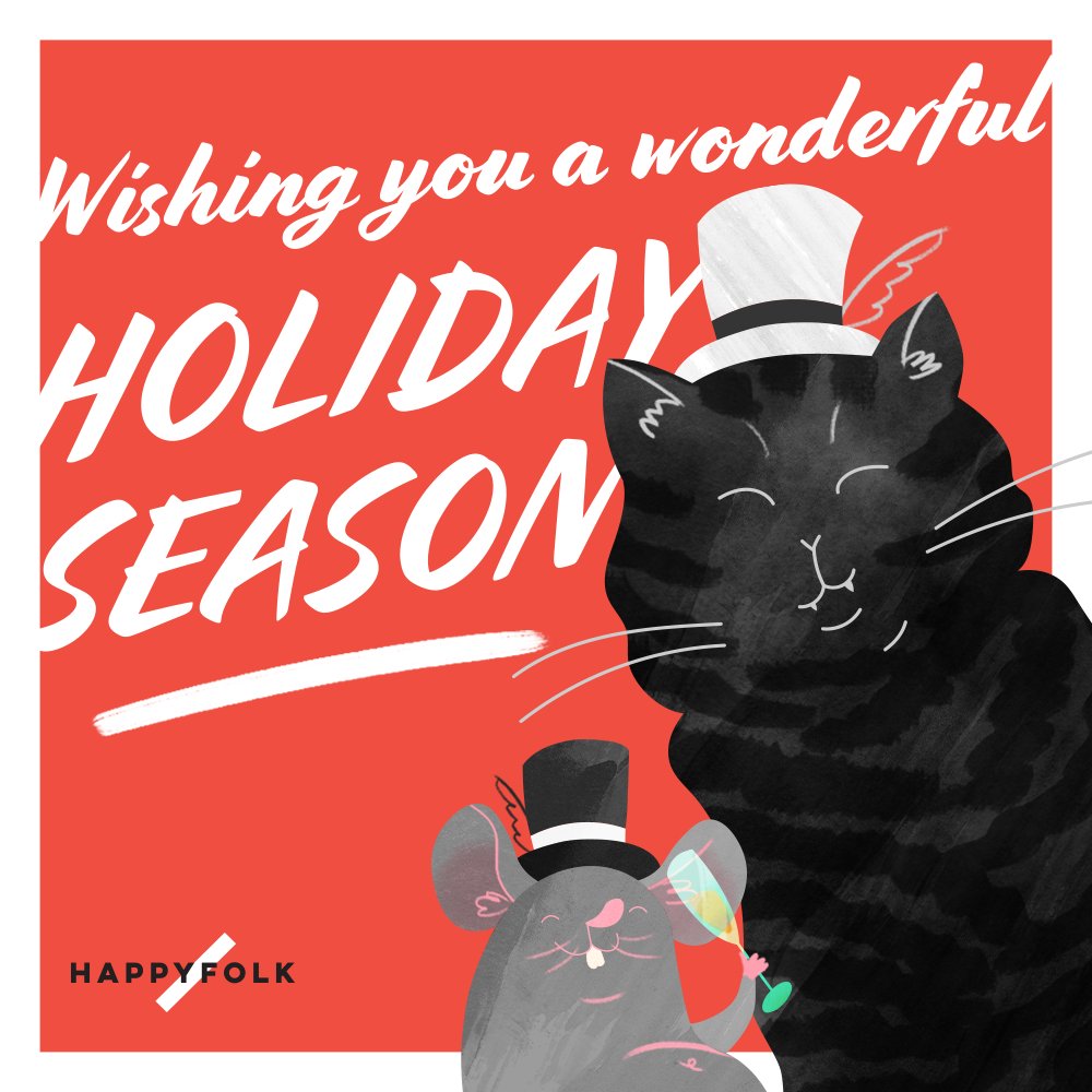 MERRY CHRISTMAS AND A HAPPY NEW YEAR / The entire Happy Folk team wishes you happy Holidays and a joyful, prosperous New Year! We look forward to (continue) working with you in 2019.

#happyholidays #merrychristmas #happynewyear #kerst #christmascat