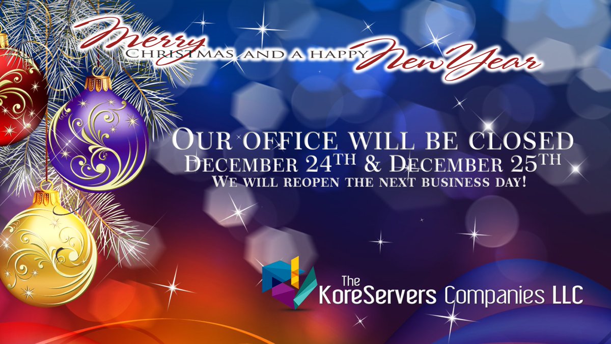 We will be closed during Christmas we will reopen the 26th of December! #merrychristmas #thekoreserverscompanies