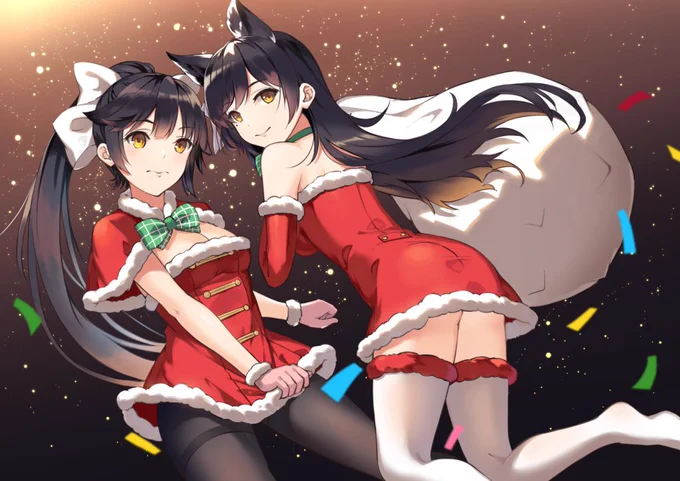 高雄と愛宕クリスマスイラストです #アズールレーン 