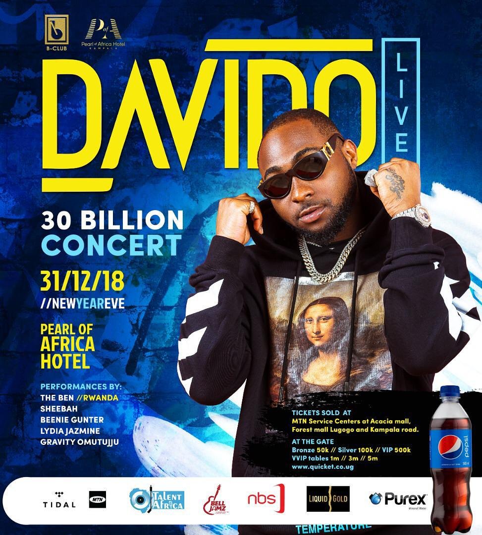 concepts_power's tweet photo. Uganda are you ready ready for @iam_Davido coz 31st we are entering the new year with him at the @PearlOfAfrica__, come party with us entrance will be 50k, 100k and 500k respectively https://t.co/mOiRrOCefj