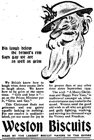 MickHayes1's tweet photo. Even in wartime #FatherChristmas kept to his job, though he had to wear a steel helmet and carry a stirrup pump just in case. I hope the blackout and lack of signposts didn't stop him finding the good little boys and girls! #History #SWWads #1940sad #1939ad #PhD #PhDChristmas https://t.co/AVtnlWU3MP