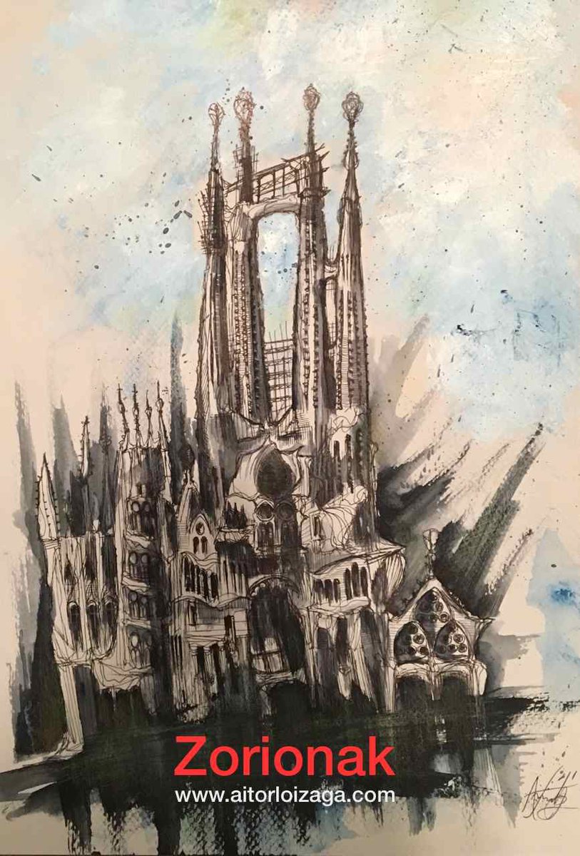 Indiscutiblemente este último año que está terminando ha sido el año de la #seriesagradafamilia y con esta pieza os deseo a todos unas felices fiestas!!! ZORIONAK!!! #gaudi #bcn #loizaga #aitorloizaga #art #paintings #sagradafamiliaendibujo