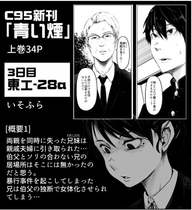 C95新刊「青い煙」上巻
簡単に概要まとめました!
※今回もまたマニアックなもんになりました
そしてモロエロ少ないです… 