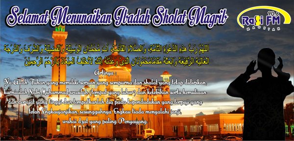 Segenap Crew Rasi FM Magetan mengucapkan selamat menunaikan ibadah sholat Magrib untuk kota Magetan dan sekitarnya
Semoga Berkah
Aamiin :)

Kuldum :: Teman Yang Baik 

Persembahan dari ( Suara Cipta Nada) <a href="/NatashaP18/">Natasha Pramudita</a>
<a href="/TemansMedia/">TemansMedia Jakarta</a>