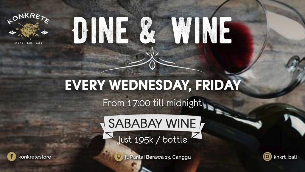 KNKRT_BALI's tweet photo. Stop by #Konkrete for dinner &amp; wine!

We guarantee the most diverse and tasty meals to satisfy the pickiest eaters, the cosiest atmosphere, the friendliest and most considerate staff.
We are happy to meet you at Konkrete! 🤗

#knkrt_bali #bestinbali #bali #canggulife #berawalife https://t.co/v5pJsEITpV