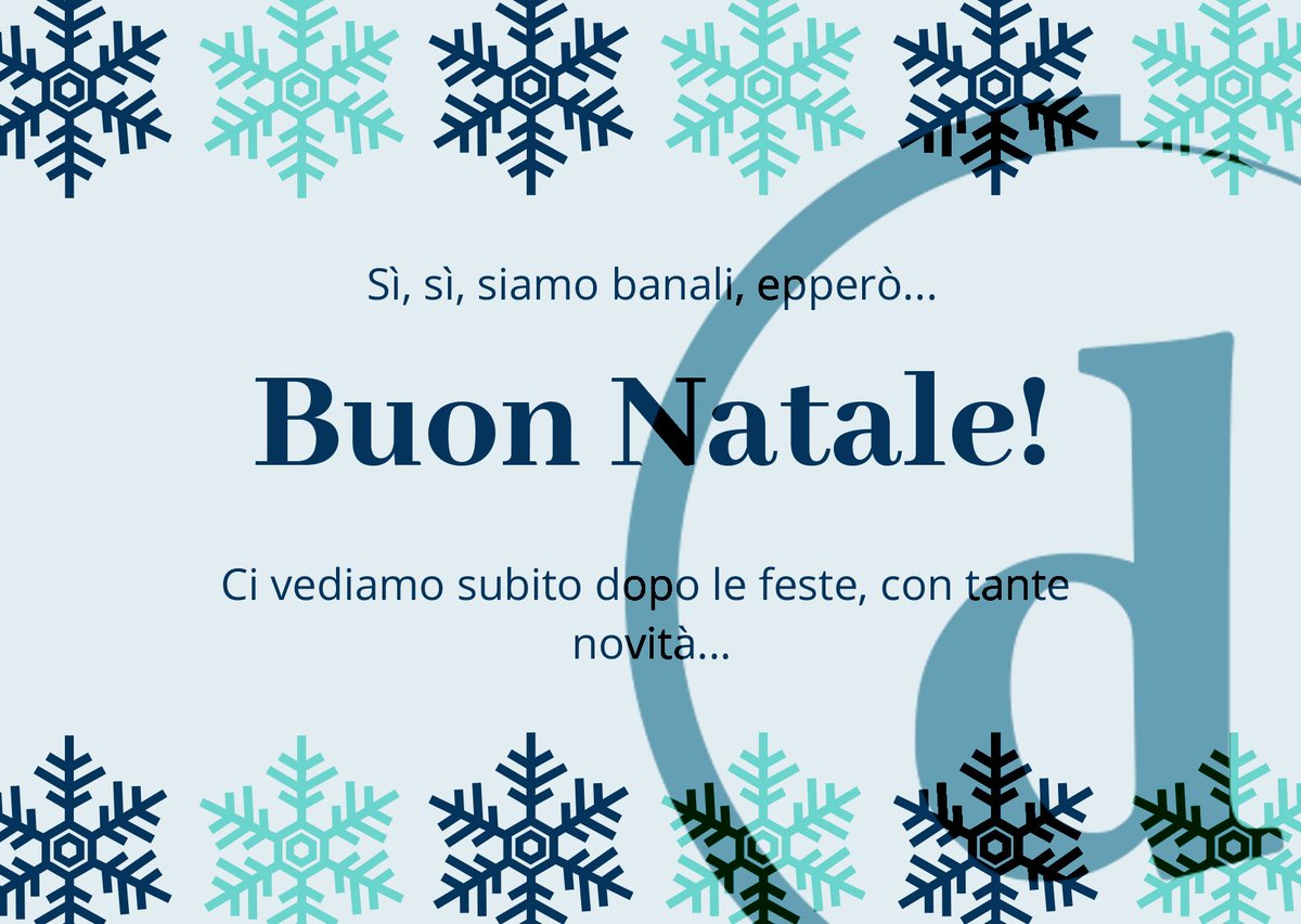 D_Editore's tweet photo. Non ci fermiamo mai, anche durante le feste, ma oggi e domani ci prendiamo un po' di pausa! Nel frattempo: BUON #Natale! 🎅
Ci vediamo tra un paio di giorni ❤️
Da @Emmanuele_Pilia, #MaxErcolani, @Robertadm, @valeriovvrm, #Emidio, @CampaRiccardo, @Clem_995, #Sara eccetera 💙 https://t.co/1PvtOtTSPf